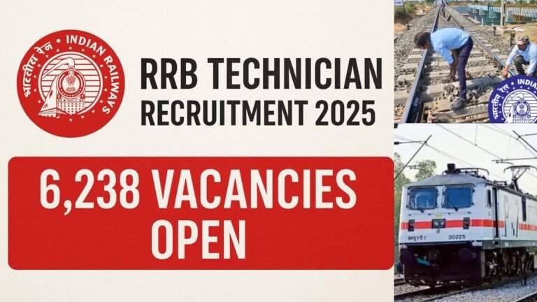 Railway Jobs RRB Technician Recruitment 2025 6,238 Vacancies Announced
